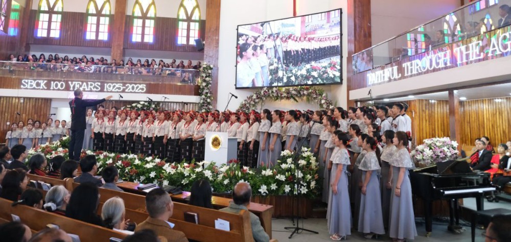 Centenary Jubilee Youth Choir in the evening service of the Centenary Jubilee Celebration of Sumi Baptist Church, Kohima.